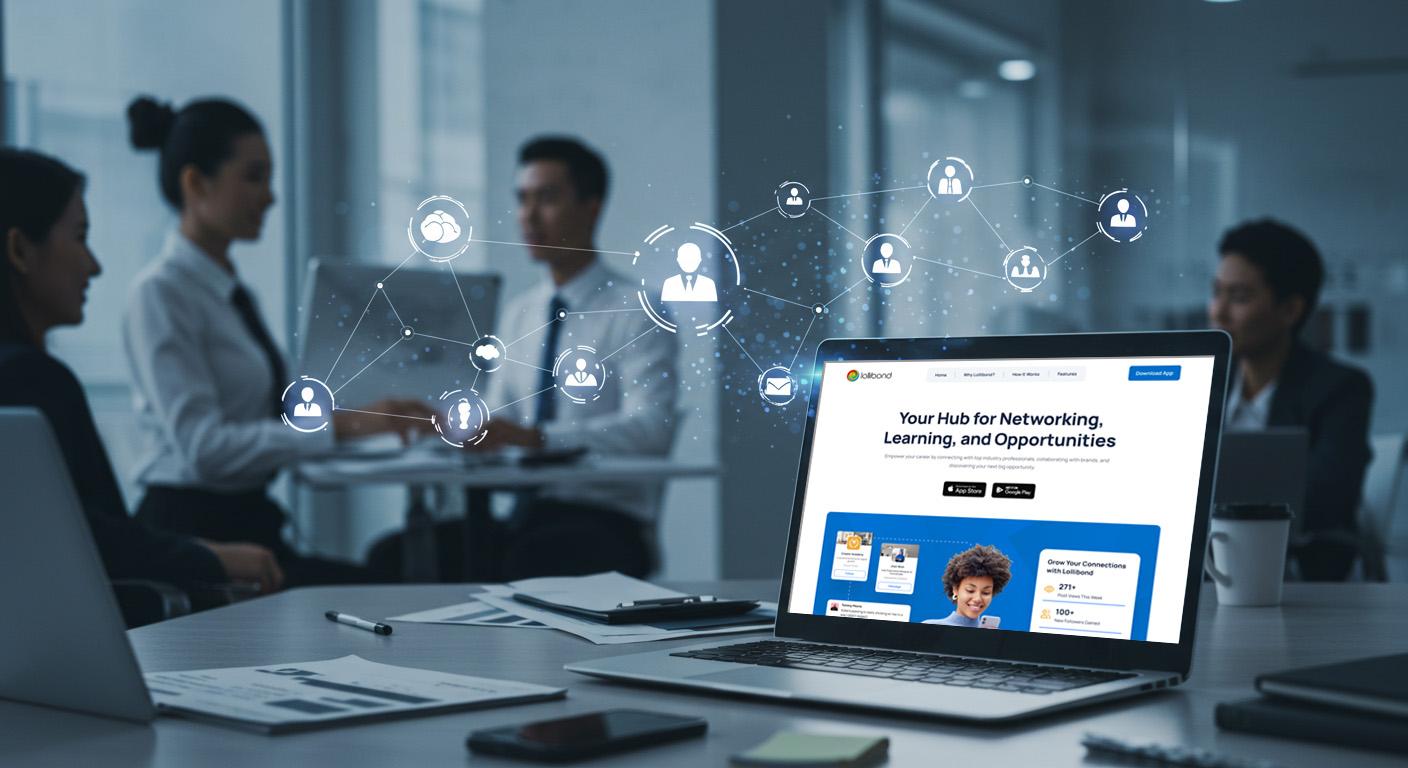 Professionals using online networking platforms to connect and collaborate.